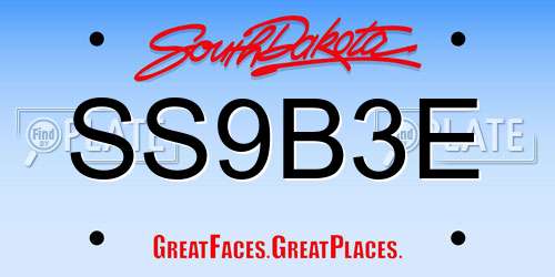 SS9B3E South Dakota License Plate