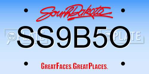 SS9B5O South Dakota License Plate