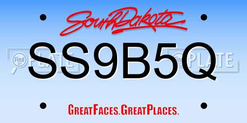 SS9B5Q South Dakota License Plate