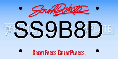 SS9B8D South Dakota License Plate