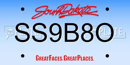 SS9B8O South Dakota License Plate
