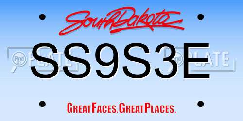 SS9S3E South Dakota License Plate