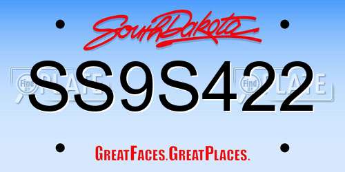 SS9S422 South Dakota License Plate