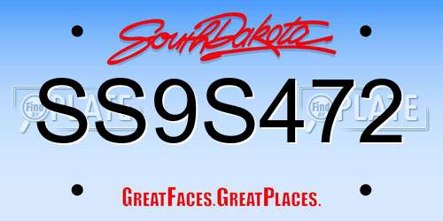 SS9S472 South Dakota License Plate