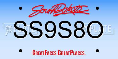 SS9S8O South Dakota License Plate