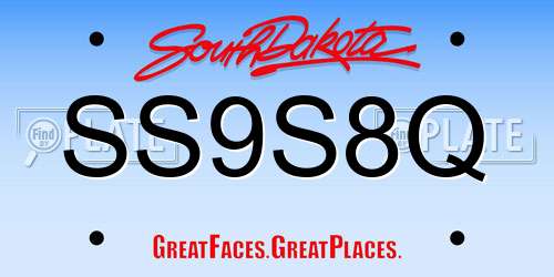SS9S8Q South Dakota License Plate