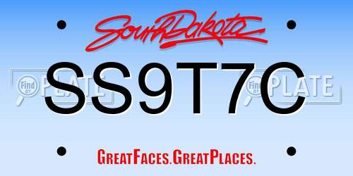 SS9T7C South Dakota License Plate