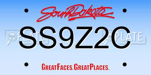 SS9Z2C South Dakota License Plate