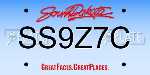 SS9Z7C South Dakota License Plate