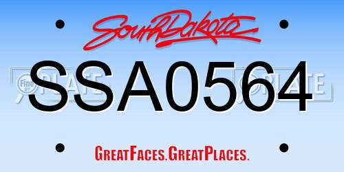 SSA0564 South Dakota License Plate