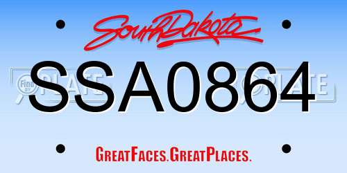 SSA0864 South Dakota License Plate