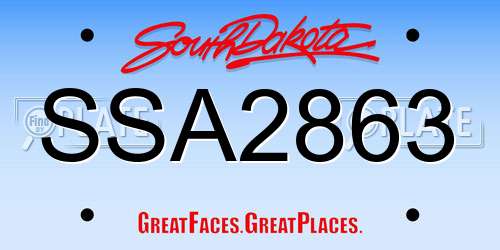 SSA2863 South Dakota License Plate