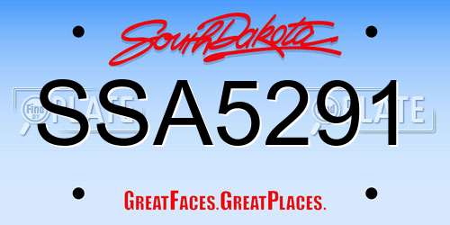 SSA5291 South Dakota License Plate