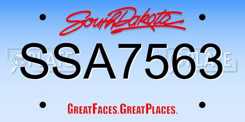 SSA7563 South Dakota License Plate