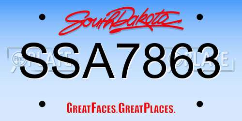 SSA7863 South Dakota License Plate