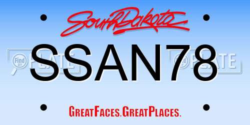 SSAN78 South Dakota License Plate