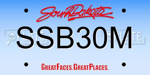 SSB30M South Dakota License Plate