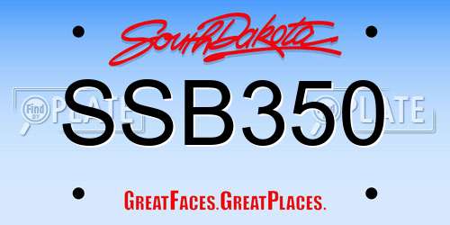 SSB350 South Dakota License Plate