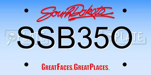 SSB35O South Dakota License Plate