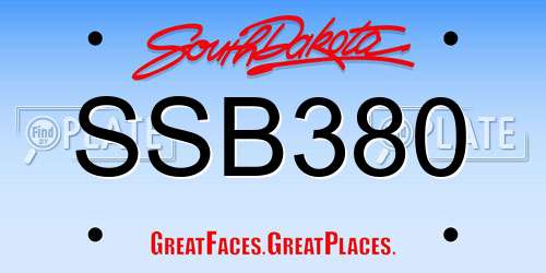 SSB380 South Dakota License Plate