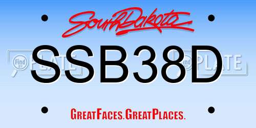 SSB38D South Dakota License Plate