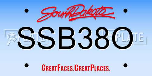 SSB38O South Dakota License Plate