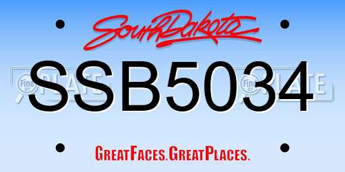 SSB5034 South Dakota License Plate