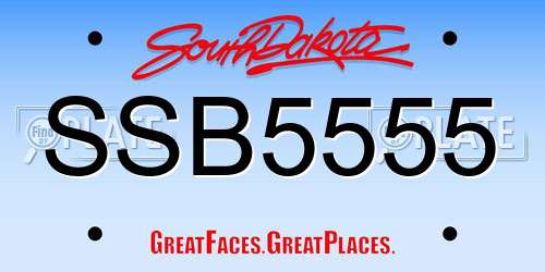 SSB5555 South Dakota License Plate