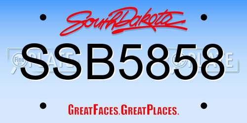 SSB5858 South Dakota License Plate