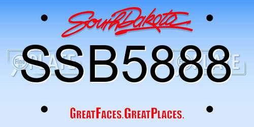 SSB5888 South Dakota License Plate