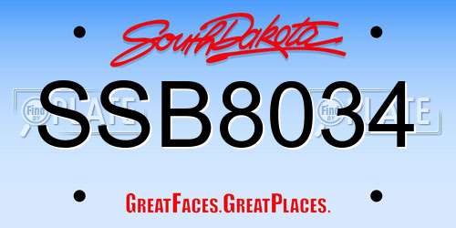 SSB8034 South Dakota License Plate