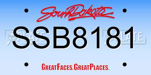 SSB8181 South Dakota License Plate