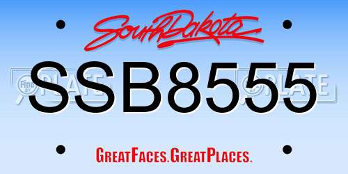 SSB8555 South Dakota License Plate