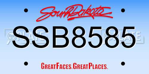 SSB8585 South Dakota License Plate
