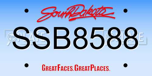 SSB8588 South Dakota License Plate
