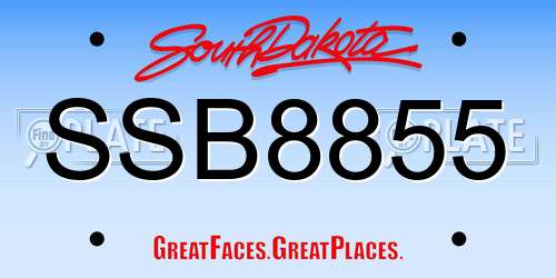 SSB8855 South Dakota License Plate