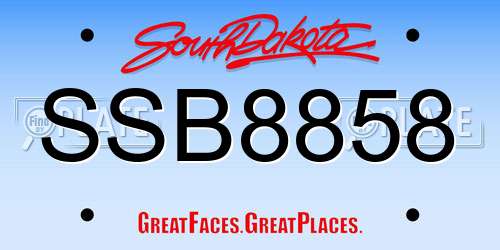 SSB8858 South Dakota License Plate
