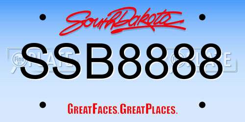 SSB8888 South Dakota License Plate