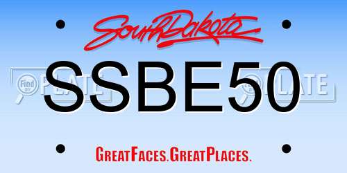 SSBE50 South Dakota License Plate