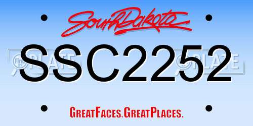 SSC2252 South Dakota License Plate