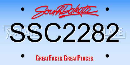 SSC2282 South Dakota License Plate