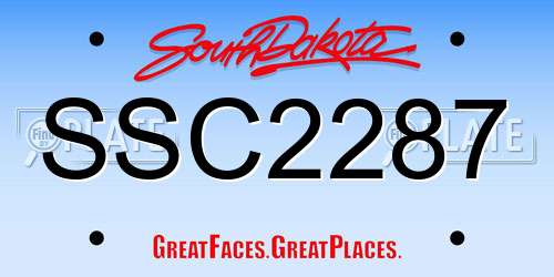 SSC2287 South Dakota License Plate