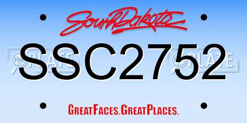 SSC2752 South Dakota License Plate