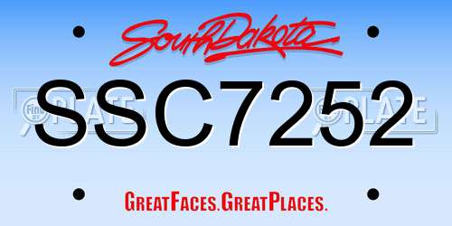 SSC7252 South Dakota License Plate