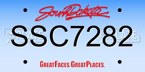 SSC7282 South Dakota License Plate