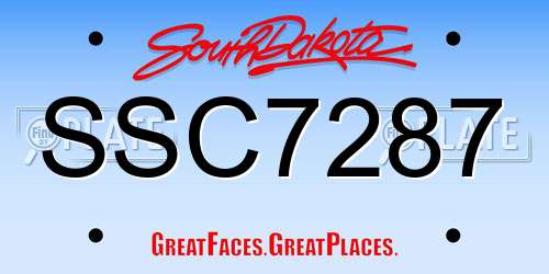 SSC7287 South Dakota License Plate