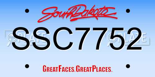 SSC7752 South Dakota License Plate