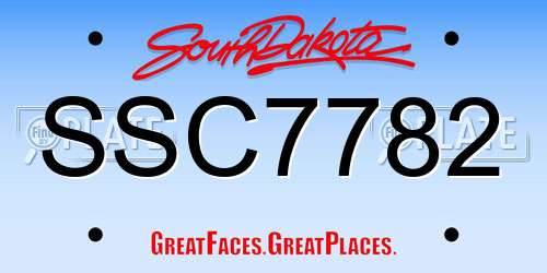 SSC7782 South Dakota License Plate