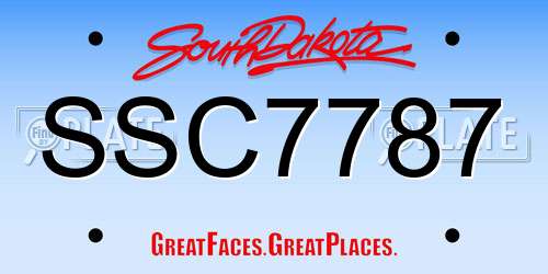 SSC7787 South Dakota License Plate