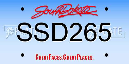 SSD265 South Dakota License Plate